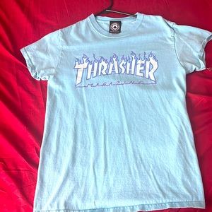 S sizes blue Thrasher Magazine flame short sleeve shirt